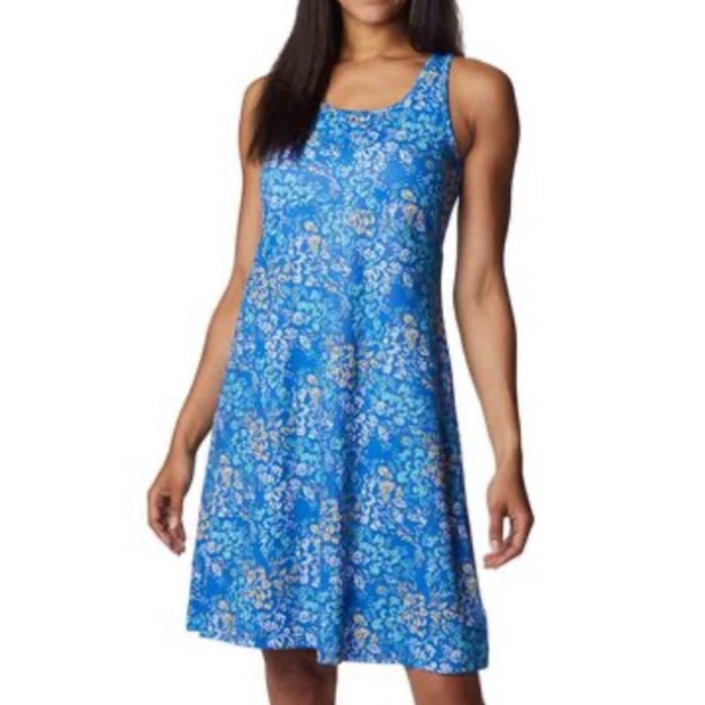 Columbia PFG Womens Freezer II Dress VIVID BLUE DEEP SEA DASH Sz M Granola Girl